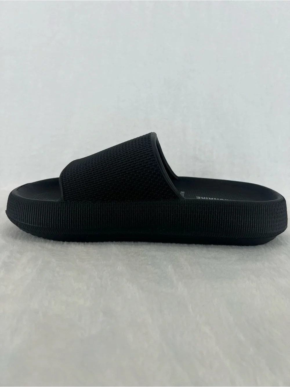 Cushionaire Feather Foam Slides Black New Sz 8 Comfy Cloud Cushion Shower Spa